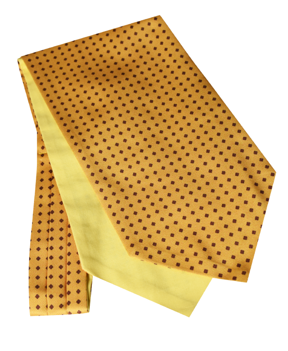 Fine Silk Neat Small Diamond Design Cravat in Yellow